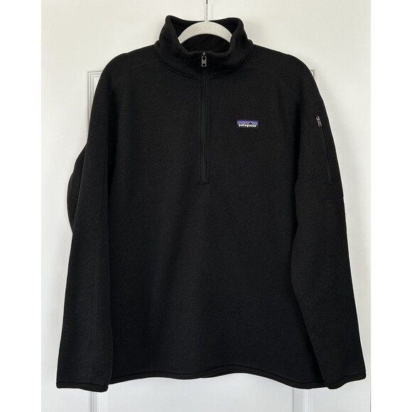 Patagonia Mens Better Sweater 1/4 Zip Size XL Black Zippered Sleeve Pocket - Picture 1 of 10